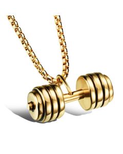 Mendes heren kettinghanger Dumbbell Goudkleurig
