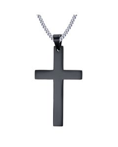 Mendes Kruis kettinghanger Cuban Zwart Zilver L