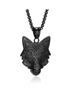Mendes Nordic Heren Ketting - Rune Wolf Black