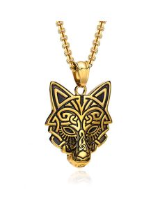 Mendes Nordic Heren Ketting - Rune Wolf Gold
