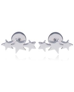 Mendes Triple Star Stud oorbellen Titanium Zilver