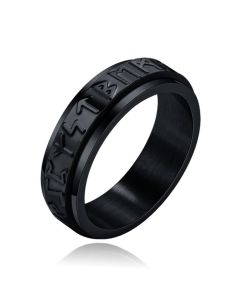 Mendes Viking Script Ring - Edelstaal Zwart