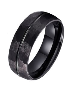 Tom Jaxon wolfraam Ring Facet Groef Mat Zwart