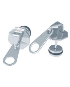 Mendes Zipper Stud oorbellen Titanium Zilver