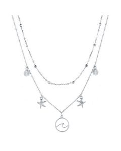 Multi Layer dames ketting Ocean Shell Starfish Zilverkleurig