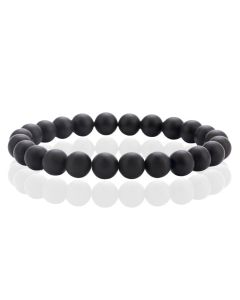 Natuursteen Armband met 8mm Kralen Memphis - Matte Onyx