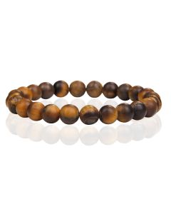 Natuursteen Armband met 8mm Kralen Memphis - Matte Tiger Eye
