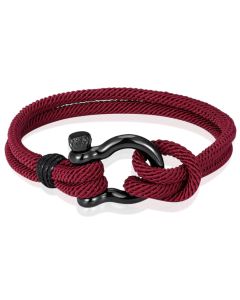 Nautische heren armband Paracord Edelstaal Anker Bordeaux