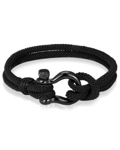 Nautische heren armband Paracord Edelstaal Anker Zwart 