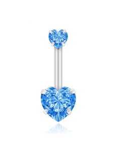 Navelpiercing Edelstaal Double Heart Lichtblauw