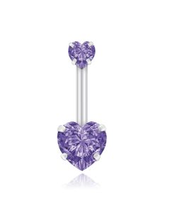 Navelpiercing Edelstaal Double Heart Paars