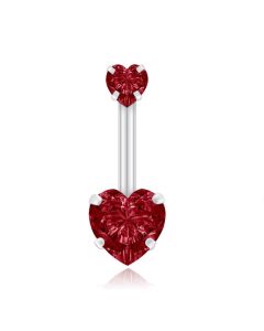Navelpiercing Edelstaal Double Heart Rood