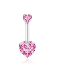 Navelpiercing Edelstaal Double Heart Roze