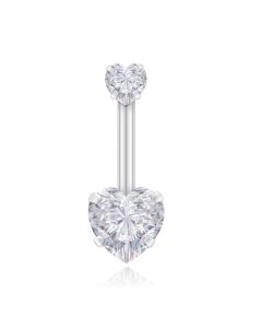 Navelpiercing Edelstaal Double Heart Transparant