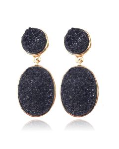 Ovale Deja Oorhangers - Black