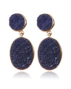 Ovale Deja Oorhangers - Resin Dark Blue