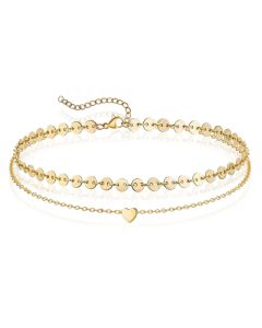 Pailetten Enkelband Heart - Goud