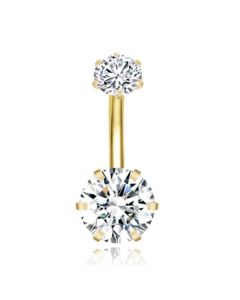 Piercing met 6-kant Zirkonia - Hexagon Goud