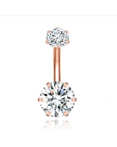 Piercing met 6-kant Zirkonia - Hexagon RosÃ© Goud