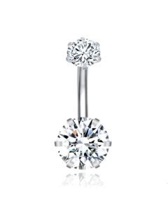 Piercing met 6-kant Zirkonia - Hexagon Zilver
