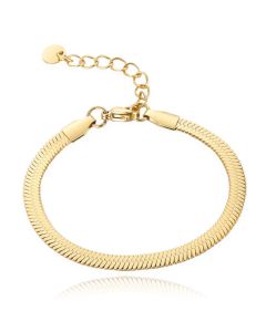 Platte Goudkleurige Dames Schakelarmband met Muntje