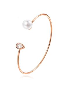 Rose armband met Ovale Zirkonia Steen en Imitatie Parel
