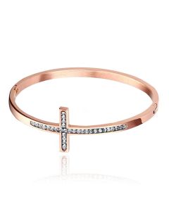 Rose Bangle Damesarmband Edelstaal met Steentjes en Kruis