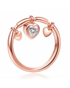 Rose kleurige Dames Ring met Hart Hanger van Zirkonia