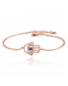Rose Verstelbare Dames Schakelarmband met Fatima Hand en Steentjes