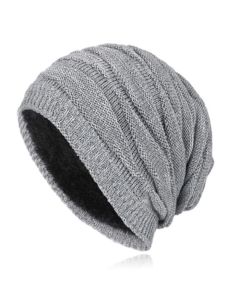 Ruime Heren Beanie Muts zonder Manchet - Grijs