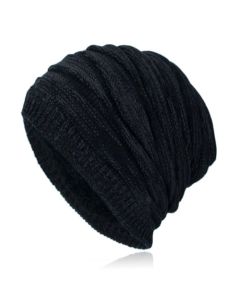 Ruime Heren Beanie Muts zonder Manchet - Zwart