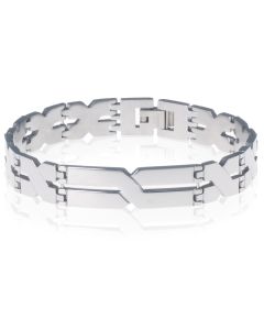 RVS heren armband Kruis Schakel Zilver