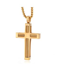 Schakelketting Heren Venetiaans met Goudkleurig Kruis Kettinghanger