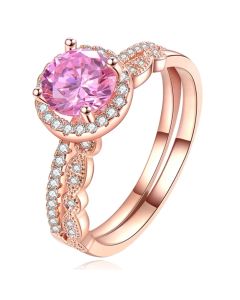 Set van 2 Rose Vergulde Dames Ringen Edelstaal met Zirkonia