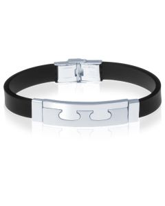 Siliconen heren armband RVS Element Zwart Zilver