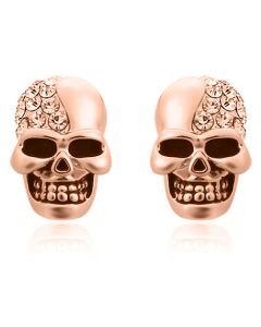 Skull Stud oorbellen Edelstaal Kristal Rosegoudkleurig