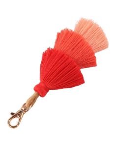 Sleutelhanger Boho Handgemaakt met Kwastjes van Katoen Rood