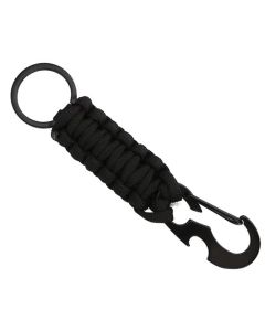 Sleutelhanger Zwart Paracord met Ring en Musketon
