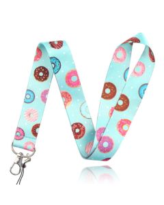 Sleutelkoord of Tassenhanger met Donuts Print Turquoise