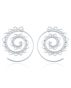 Spiraal Oorstekers Rond Dames Zilverkleurig