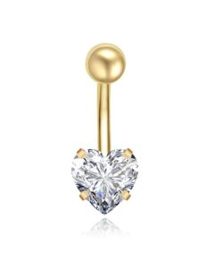 Stalen Piercing voor Navel - Heart Gold