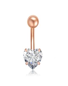 Stalen Piercing voor Navel - Heart Rose Gold