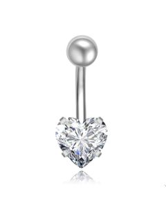 Stalen Piercing voor Navel - Heart Silver
