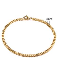 Stalen heren armband LGT JWLS Gourmet schakel Goudkleurig 3mm
