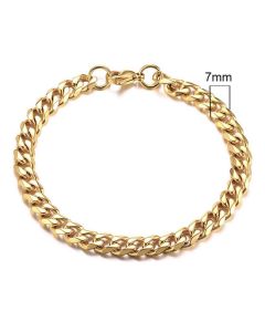 Stalen heren armband LGT JWLS Gourmet schakel Goudkleurig 7mm