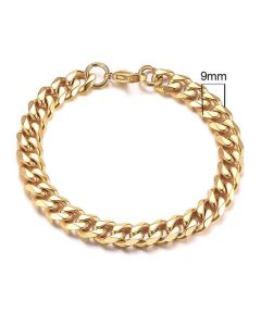 Stalen heren armband LGT JWLS Gourmet schakel Goudkleurig 9mm