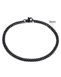 Stalen heren armband LGT JWLS Gourmet schakel Zwart 3mm