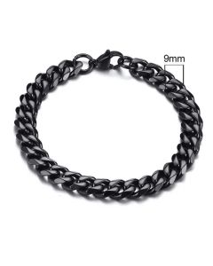 Stalen heren armband LGT JWLS Gourmet schakel Zwart 9mm