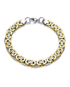 Stalen heren armband Mendes Koningsschakel Goudkleurig- 23cm