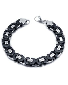 Stalen heren armband Mendes Koningsschakel Zwart - 23cm